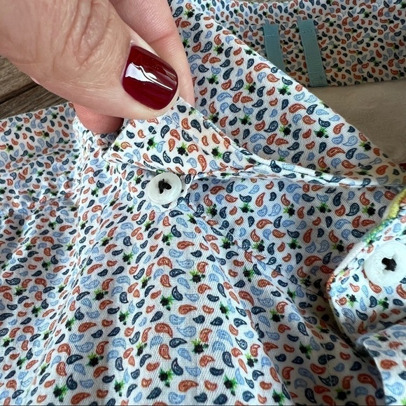 Robert Graham Modern American Micro Paisley Button Down Shirt Large Tailored Fit - Picture 7 of 14